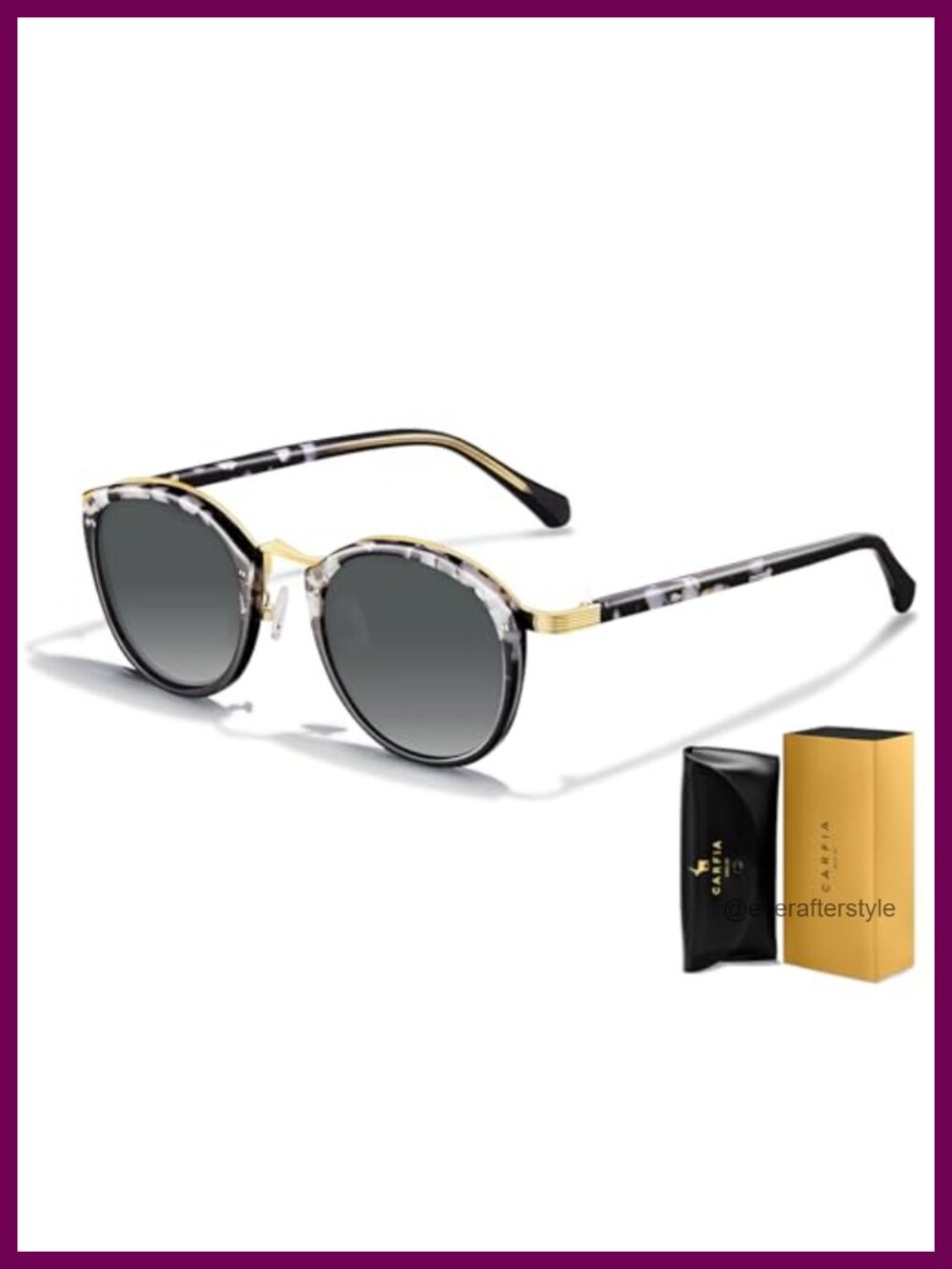 CARFIA Polarized Round Sunglasses UV400 Retro Metal Bridge Acetate Frame